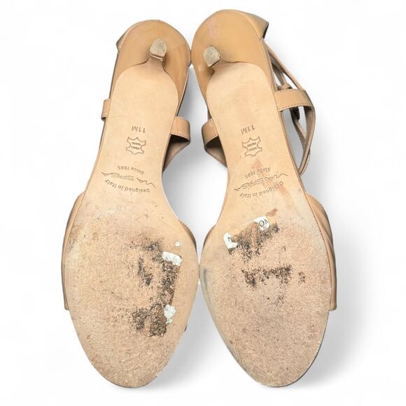 Via Spiga V-Lindsie Nude Patent Leather Strappy Sandals Size 11M Kitten Heels - Picture 4 of 8